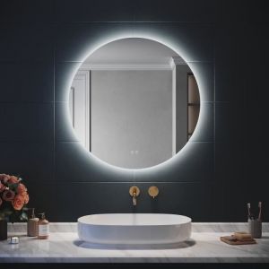 Miroir Rond Lumineux Salle de Bain LED Eclairage Intégré avec Fonction Anti-buée ? 80cm Mirroir Rond LED Rétro-éclairé