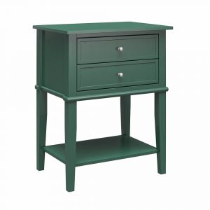 Franklin Table d'appoint avec 2 tiroirs en mélaminé vert foncé