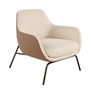 Fauteuil en tissu crème et acier nour