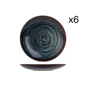 Cosy & Trendy 6 Assiettes à dessert en Grès Atlantis Circle bleues - D.21.5 cm