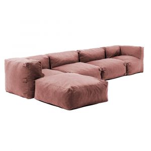 Oviala Canapé d'angle modulable 5 places terracotta