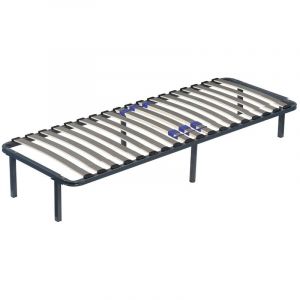 Provence Literie Marion - Sommier Noir Cadre a Lattes Renforcé et Soutien Réglable + Pieds 80x200 x 29 cm en Metal
