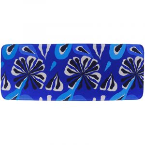 Tendance Grand Tapis de salle de bain en Microfibre 45 x 120 cm déco Signature Bleu et Blanc