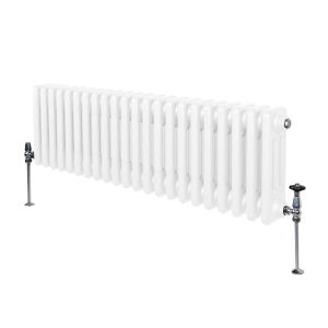 Monster-shop - Radiateur Traditionnel à Triple Colonne 300 x 1012 mm, Chauffage Moderne Horizontal en Acier au Carbone Blanc Brillant, Cuisine Salon