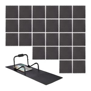 Relaxdays 24x Tapis de protection sol dalle amortissante son fitness noir 60 x 60 cm, 3m² set de 8, 1cm épaisseur, noir