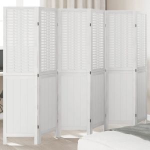 VidaXL Cloison de Séparation 6 Panneaux Séparateur de Pièce Écran dIntimité Paravent de Salon Chambre Blanc Bois de 358729