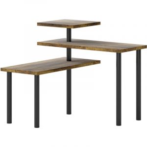 Homcom Tagère de cuisine à poser rotative modulable 3 niveaux métal noir effet bois vieilli
