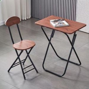 Table pliante avec chaise - Bureau ou table à manger pour enfant - Set de table pliante - Aspect bois