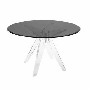 Image de Kartell Table ronde Sir Gio / Verre - Ø 120 cm gris/transparent en verre/matière plastique