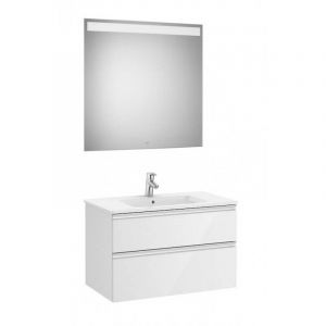 Roca Meuble salle de bain 800 The Gap 2 tiroirs avec miroir Eidos éclairage LED A851511806