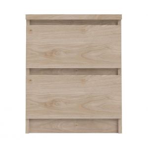 Nada Table de chevet &agrave; 2 tiroirs, imitation ch&ecirc;ne Hickory. - Marron