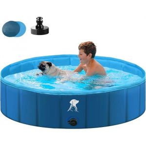 Piscine pour Grands Chiens et Petits Chiens - Pataugeoire Pliable et transportable - 160 x 30 cm - Animaux de Compagnie Enfants