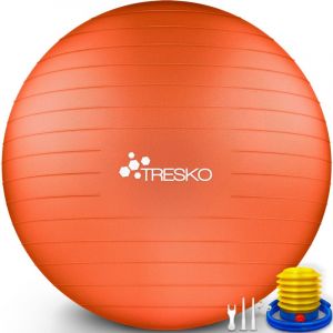 TRESKO Ballon Fitness Yoga Balle d’Exercice Antidérapant Balle Gymnastique avec Pompe 300 kg avec pompe à air Noir 55cm