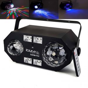 Ibiza Light Jeu de lumière 4-en-1 à LED RVBB - ASTRO/UV/STROBO + Effet d'eau COMBI-FX2
