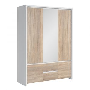 SANS Armoire 3 portes Soren Blanc et Bois