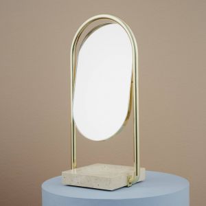 AYTM Miroir de table Angui, doré, hauteur 35 cm, verre, marbre