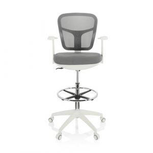 hjh OFFICE 760009 Chaise de Travail en Maille Top Work 108 W Tissu, Repose-Pieds Ergonomique, réglable en Hauteur, Gris
