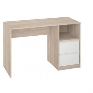 Pegane Bureau coloris ch&ecirc;ne / blanc - Longueur 120 x Hauteur 75 x Profondeur 50 cm