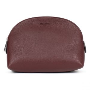 Hexagona Trousse à Maquillage - pour Femme - Collection Confort - Prune - en Cuir de Vachette grainé