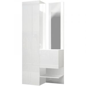 Dmora - Meuble d'entrée Dcristant, Armoire multifonctionnelle avec 2 portes, Armoire polyvalente avec miroir, 90x35h190 cm, Blanc