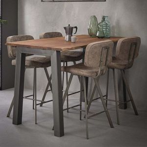 Image de M&S Table de bar 147 cm en acacia massif et métal - GRANY