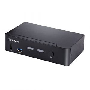 Image de StarTech.com Switch KVM USB C - KVM DisplayPort à 2 ports Vidéo HDR UHD 4K 60Hz - Audio 3.5, Hub 5Gbps 4x USB HID et 2x USB 1 3.2 Gen 1 - Commutateur KVM USB Type-C - Compatible TB3/4 (SV231DPUCA)