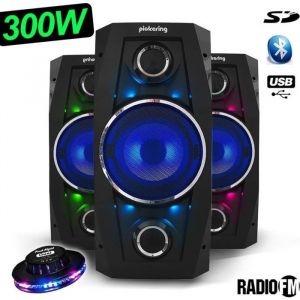 Enceinte mobile sono high power autonome batterie &agrave; led 300w 8 - usb/bt/sd/fm - pickering xs8 + jeu ufo ovni