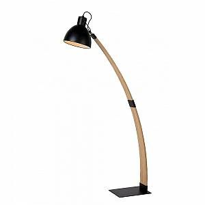 Image de Lucide Lampadaire arc orientable en bois et métal hauteur 143cm CURF Noir