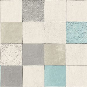 Image de A.S. Creation Papier peint intiss&eacute; 374061 New Walls - Papier peint carreaux de ciment & carrelage Bleu Gris Turquoise Blanc - 10,05 x 0,53 m
