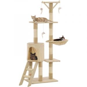 VidaXL Arbre à chat avec griffoirs en sisal 138 cm Beige