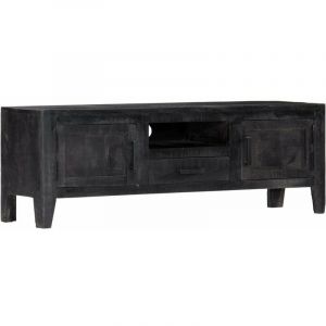 Meuble t&eacute;l&eacute; buffet tv t&eacute;l&eacute;vision design pratique noir 118 cm bois de manguier m if 2502203