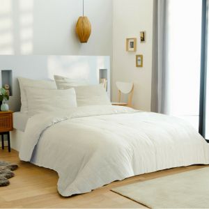 Univers décor Parure de couette "Gaze de Coton" 240 x 220 pour lit 2 Places 140 à 160 cm - Couleur : Naturel