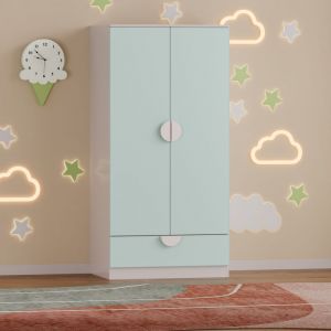 [en.casa] - Armoire pour enfants Sandnes 123 x 60 x 40 cm blanc vert menthe