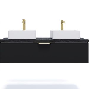 Meuble salle de bain 2 vasques posées 120cm 1 tiroir Noir