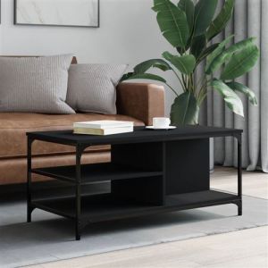 VidaXL Table basse Noir 100x50x45 cm Bois d'ingénierie