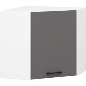Armoires de cuisine AKORD d'angle haute W60 OLIWIA Blanc 60 cm 1 porte façade Gris Graphite 2 étagères 60x30x58 cm