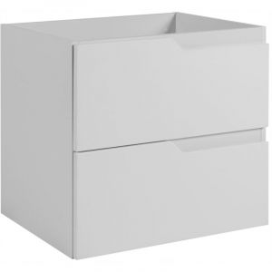 Furnidea - Meuble de salle de bain suspendu sous vasque MODERN blanc 60 cm - 2 tiroirs, fa&ccedil;ade lisse