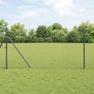 VidaXL Piquets De Clôture 26 Pcs Gris Ø32 Mm 150 Cm Acier Galvanisé