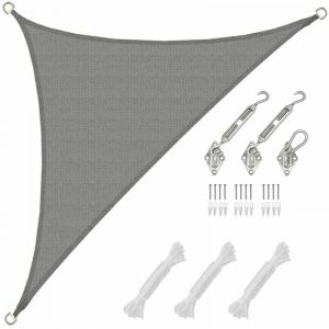 Amanka 2,5x2,5x3,5 Voile d'Ombrage Triangulaire Respirante - Toile uv avec Fixation - grau