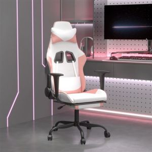 VidaXL Chaise de jeu de massage avec repose-pied Blanc rose Similicuir