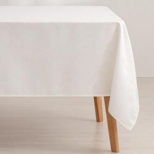 Nappe en coton jacquard antitaches floral blanc 140x200 cm
