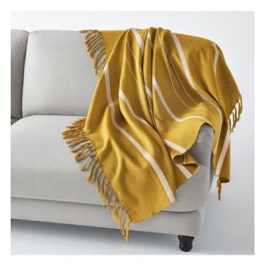 Plaid frangé, Nedo Jaune Couleur Jaune Taille 140 x 200 cm