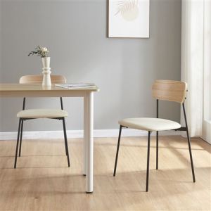 [en.casa] - Lot de 2 chaises de salle à manger Jyväskylä 78 x 45 x 48 cm beige noir effet bois