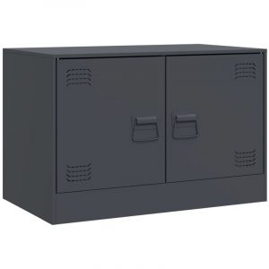 VidaXL Meuble TV anthracite 67x39x44 cm acier, banc TV, meuble télé, meuble multimédia, buffet TV, meuble hifi, centre de divertissement, console TV