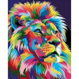 Figured'Art Peinture par Num&eacute;ro Adulte Lion Pop Art 2 - Activit&eacute; Manuelle Kit de Loisir Cr&eacute;atif DIY Num&eacute;ro d'Art Complet - 40x50cm sans ch&acirc;ssis en bois