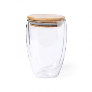 Dam Gobelet thermique en borosilicate double paroi 350 ml. Avec couvercle en bambou