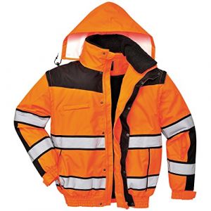 Portwest Veste bomber haute visibilité - Homme (L) (Orange/Noir)