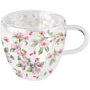 Tasse À Thé En Verre Double Paroi 200 Ml - Éclosion De Printemps - Neuf
