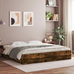VidaXL Cadre de lit à tiroirs chêne fumé 180x200 cm bois d'ingénierie, lit, lit de rangement, cadre de lit double, lit double
