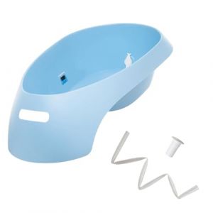 MonMobilierDesign TEGGI Baignoire ergonomique bébé avec thermomètre Bleu + Tuyau